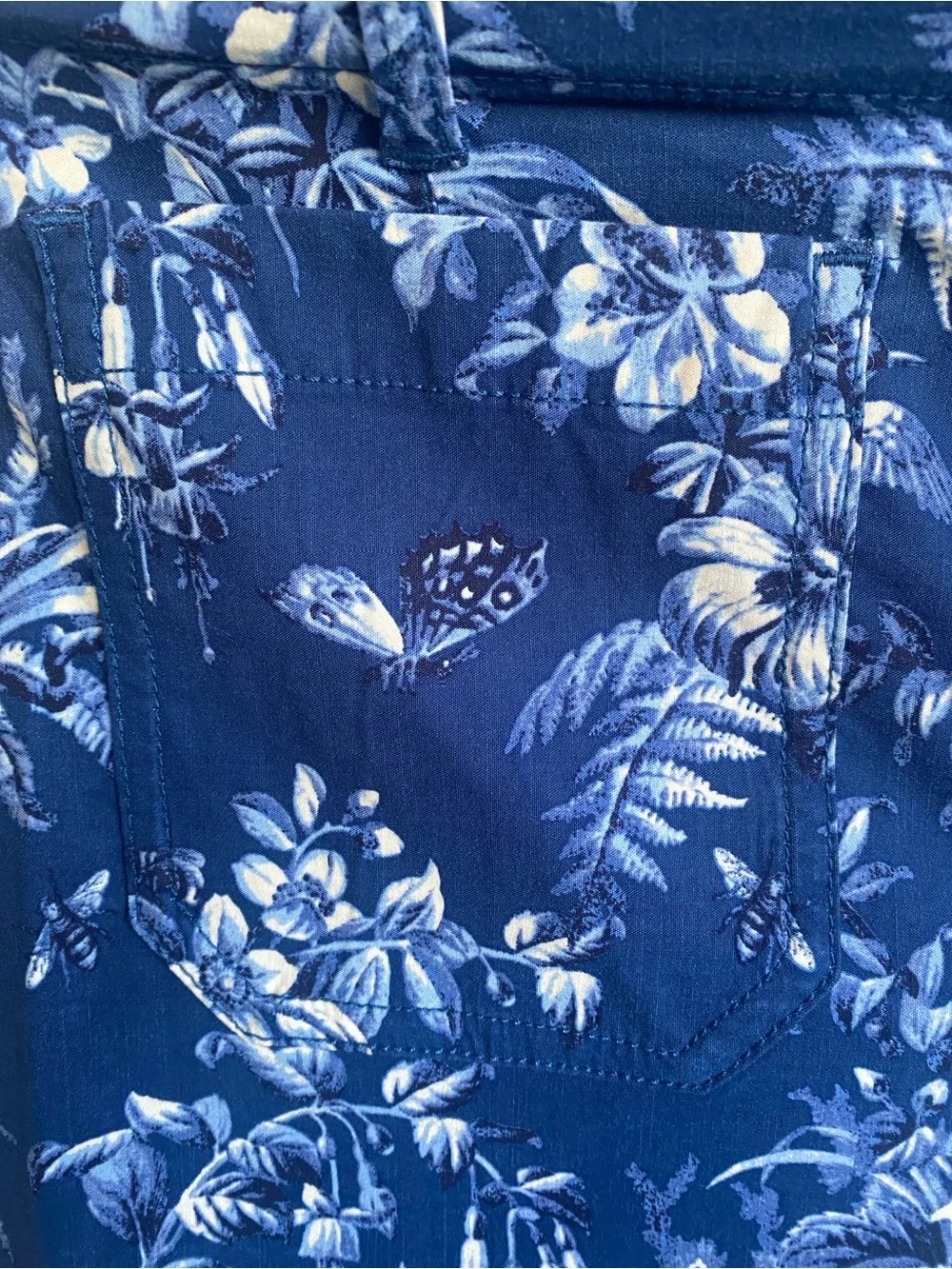 Anthropologie Maeve Collette Blue Floral Wide-Leg Pants, Sz 29 Tall - Picture 2 of 7